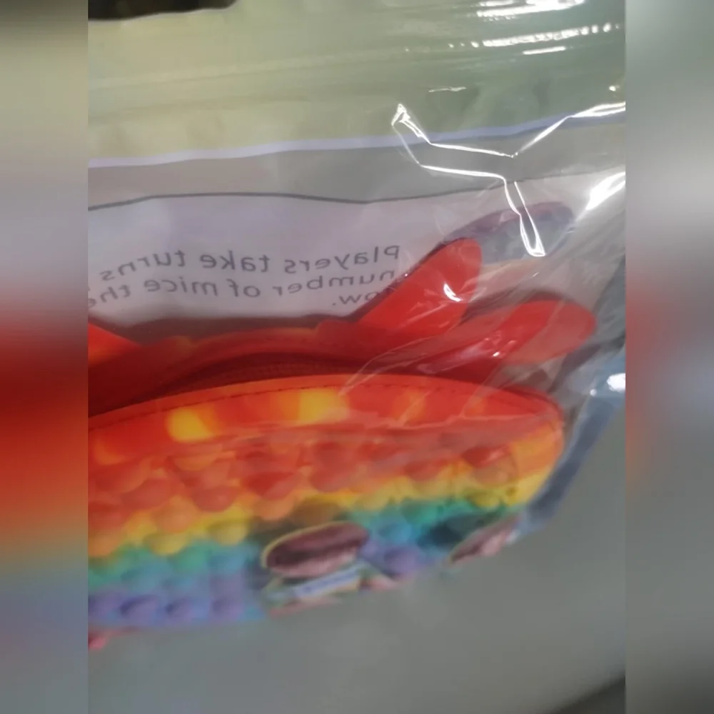 New Rainbow Popper Fidget Toy Purse Bag, Car Travel, T11MIS